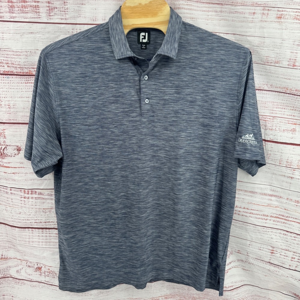FootJoy Polo Shirt Mens 2XL Blue Space Dye Golf  Deercreek Short Sleeve‎
